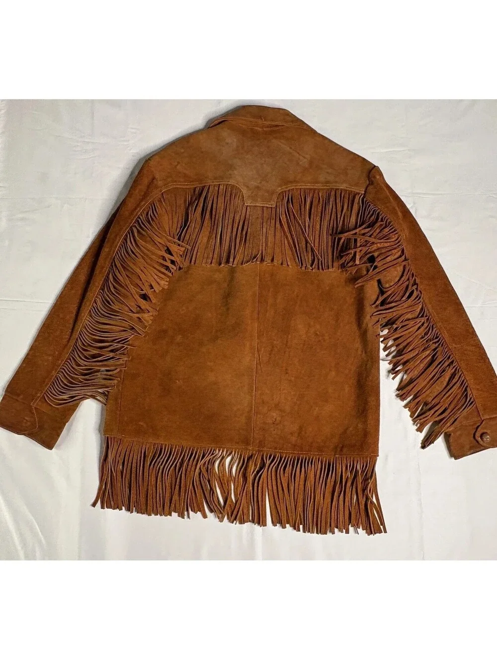 Vintage 1970s Unbranded Western Suede Fringe Jacket - Cognac